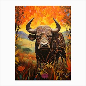 African Buffalo Traditional African Painting 2 Canvas Print