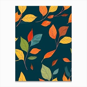 Autumn Leaves Seamless Pattern 11 Canvas Print