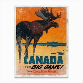 Vintage Travel Poster ― Canada For Big Game Canvas Print