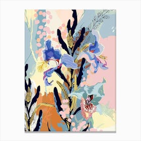 Colourful Flower Illustration Delphinium 1 Canvas Print