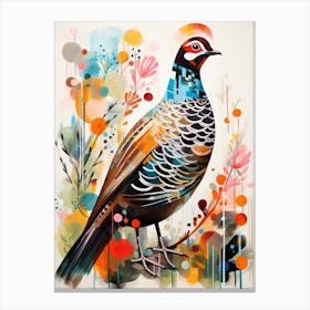 Bird Painting Collage Grouse 2 Canvas Print