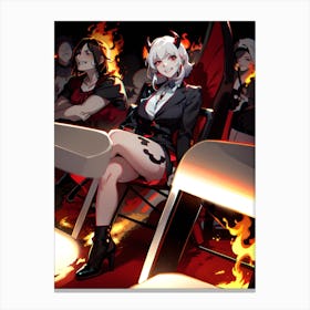 Anime Girl Sitting In A Chair Canvas Print