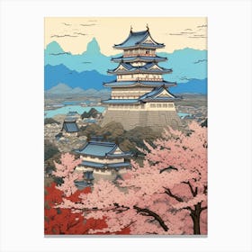 Himeji Castle, Japan Vintage Travel Art 2 Canvas Print