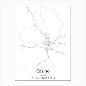 Casino,Australia Minimalist Map Canvas Print