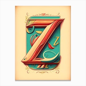 Z, Letter, Alphabet Vintage Sketch 1 Canvas Print