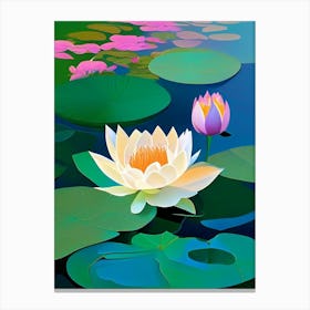 Blooming Lotus Flower In Pond Fauvism Matisse 5 Canvas Print