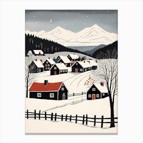 Scandinavian Village Scene Painting (26) Canvas Print