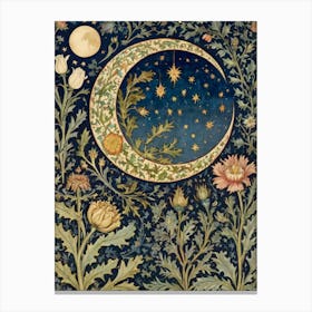 Moon And Flowers Style William Morris Canvas Print