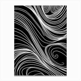 Wavy Sketch In Black And White Line Art 13 Canvas Print