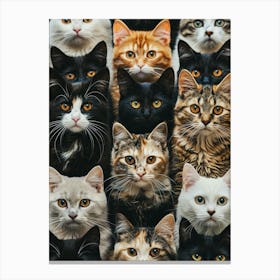 Perfectly Repeatable Artwork With Cute Cat Faces 16 Canvas Print