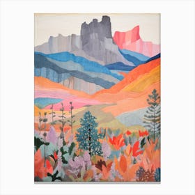 Cradle Mountain Australia 1 Colourful Mountain Illustration Canvas Print