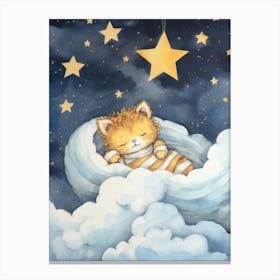 Baby Tiger Cub 1 Sleeping In The Clouds Canvas Print