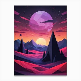 Minimalist Landscape Red Geometric Purple Low Poly (31) Canvas Print