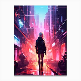 Futuristic Art, Cyberpunk art, Neon light Canvas Print