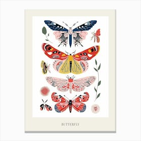 Colourful Insect Illustration Butterfly 5 Poster Canvas Print