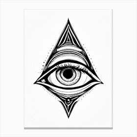 Awareness, Symbol, Third Eye Simple Black & White Illustration 3 Canvas Print