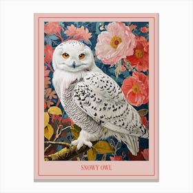Floral Animal Painting Snowy Owl 1 Poster Canvas Print