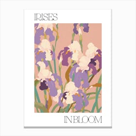 Irises In Bloom Flowers Bold Illustration 2 Canvas Print