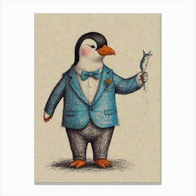 Penguin In A Suit 3 Canvas Print