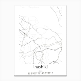 Inashiki,Japan Minimalist Map Canvas Print