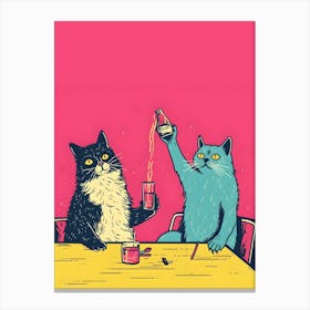 Two Cats Drinking Canvas Print