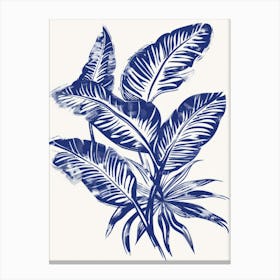 Blue And White Tropical Leaves Canvas Print
