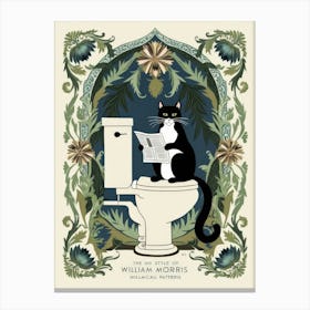 Cat On The Toilet Canvas Print