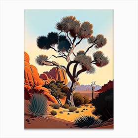 Joshua Tree In Grand Canyon Vintage Botanical Line Drawing  (3) Canvas Print