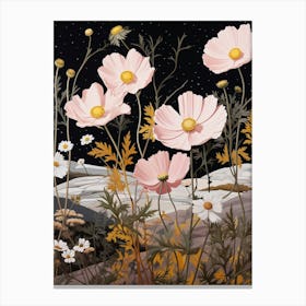 Cosmos 3 Flower Painting Canvas Print