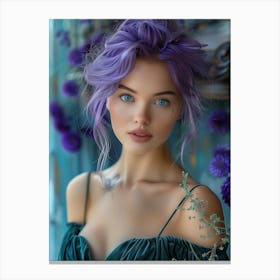 Beautiful Woman With Purple Hair 1 Canvas Print