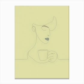 Woman Drinking Coffee Canvas Print