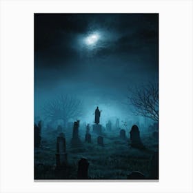 Graveyard At Night 32 Canvas Print