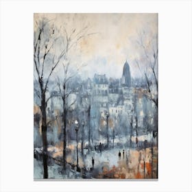 Winter City Park Painting Parc Des Buttes Chaumont Paris France 3 Canvas Print