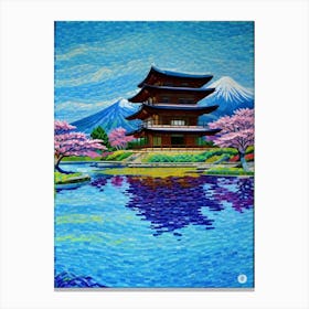 Pagoda In Bloom Mount Fuji Japan Beautiful Lake Landscape Canvas Print