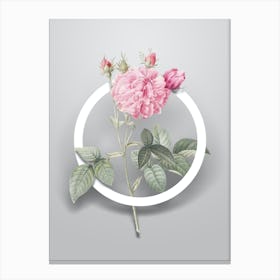 Vintage Pink Agatha Rose Minimalist Flower Geometric Circle on Soft Gray n.0318 Canvas Print