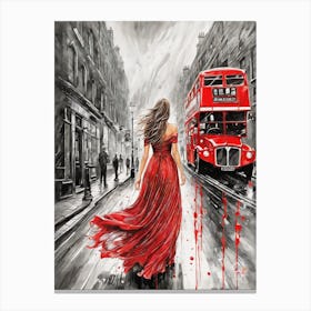 Buses Lady In Red Canvas Print