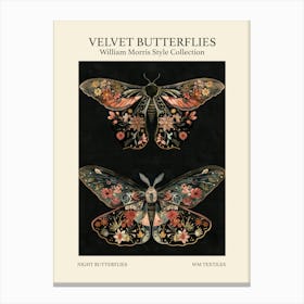 Velvet Butterflies Collection Night Butterflies William Morris Style 1 Canvas Print