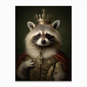 Vintage Portrait Of A Tanezumi Raccoon Wearing A Crown 2 Canvas Print