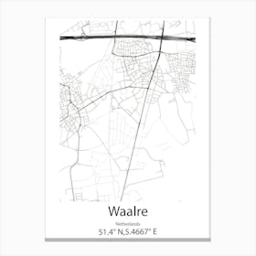 Waalre,Netherlands Minimalist Map Canvas Print