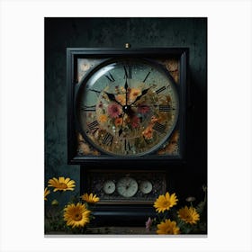 Clock With Flowers 1 Canvas Print