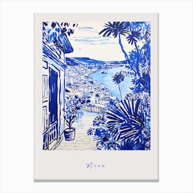 Nice France 2 Mediterranean Blue Drawing Poster Canvas Print