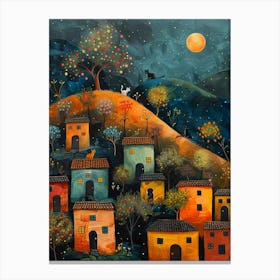 Night In The Village Canvas Print