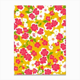 Cherry Blossom Floral Print Retro Pattern 1 Flower Canvas Print