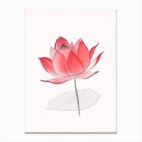 Red Lotus Pencil Illustration 2 Canvas Print