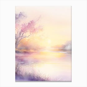 Sunrise Over River Waterscape Gouache 1 Canvas Print