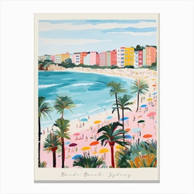 Poster Of Bondi Beach, Sydney, Australia, Matisse And Rousseau Style 5 Canvas Print