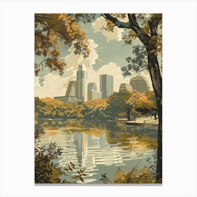 Duotone Illustration Zilker Metropolitan Park Austin Texas 4 Canvas Print