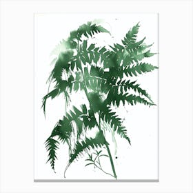 Green Ink Painting Of A Japanese Tassel Fern 1 Canvas Print