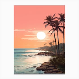 Illustration Of Greenmount Beach Australia In Pink Tones 1 Canvas Print