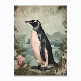 Adlie Penguin Gold Harbour Vintage Botanical Painting 3 Canvas Print